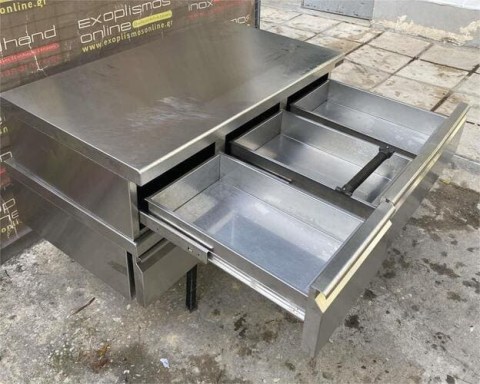 Συρτάρι Ανοξείδωτο Διπλό 80x59x24Cm Για 1/2Gn Βάθος 10Cm  Mεταχειρισμένο